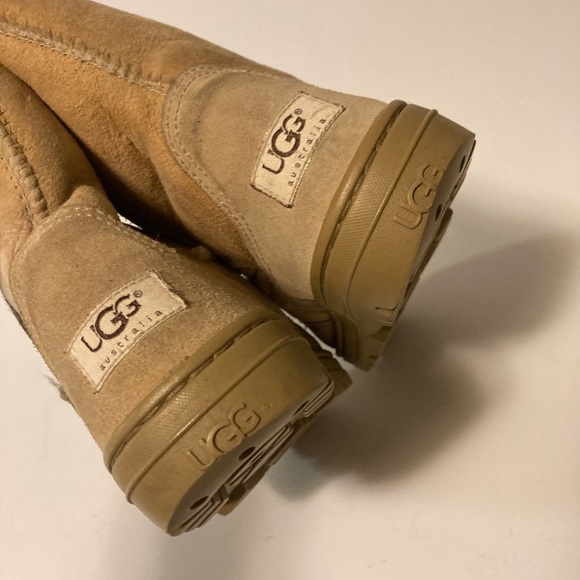 UGG Camel Suede Sheepskin Leather Mid Calf Winter Boots size 8 - Picture 14 of 16